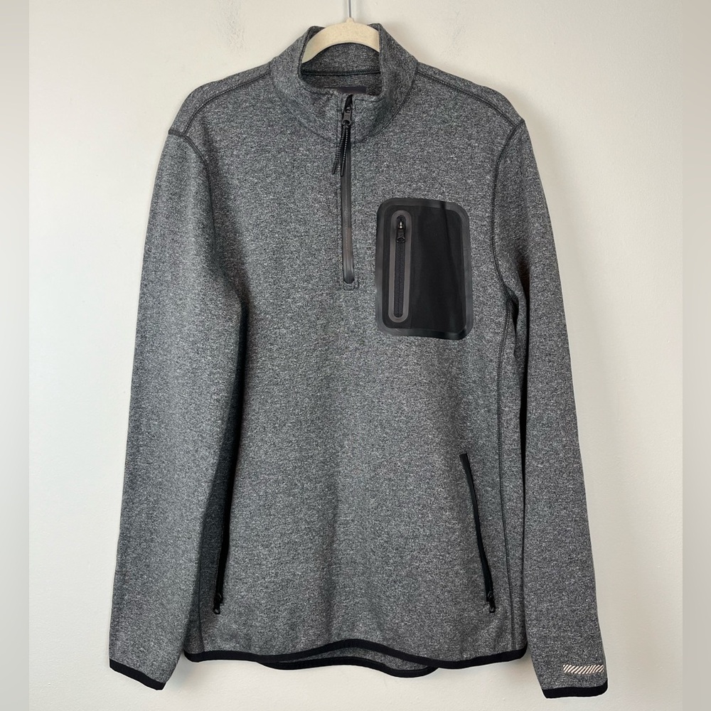 AMERICAN EAGLE OUTFITTERS Men's Gray Active Flex Quarter Zip Sweatshirt LT